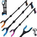 38" Extra Long Grabber Reacher Tool – 3 Pack Foldable Reacher Grabber Pickup Tools with 360° Rotating Jaw & Magnet - Heavy Duty Pick Up Grabbers for Seniors, Trash, Surgery Recovery (Orange Blue Pink)