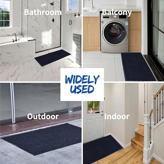 2 Pack Front Door Mat, 60"X36" Waterproof Indoor Outdoor Entrance Welcome Doormat Front Door Industrial Rug Ideal for Entrance， Patio, Muddy Shoe, Low Profile, Non-Slip, Easy to Clean — Grey