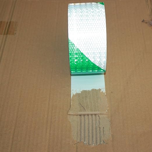 Reflective Tape Green and White 2 inch X 66 feet, Outdoor Waterproof Hazard Conspicuity Warning Industrial Marking Tape