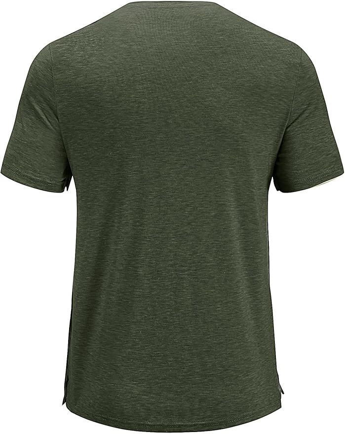 Poriff Men's Post Shoulder Surgery Recovery Shirts Full Tear Away Short Sleeve Snap Chemo Port Access Shirt