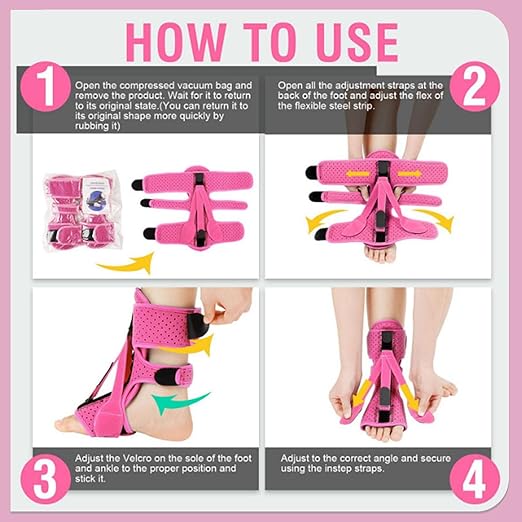 Plantar Fasciitis Night Splint-Upgrade 3 Adjustable Planter Facetious Relief Brace,Plantar Fasciitis Relief Women Men Straps,Support Relief Foot Drop Achilles Tendonitis Day Night(Pink-2PC)