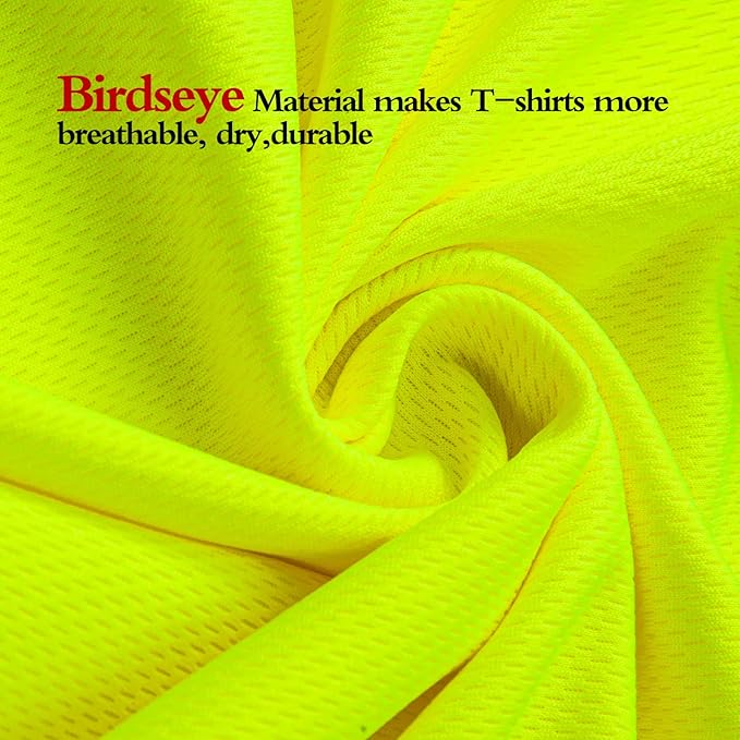 High Visibility Shirts Quick Dry Safety T Shirts with Reflective Strips and Pocket Short Sleeve Mesh Hi Vis Construction Work Class 2 Shirt for Men/Women Lime,4XL
