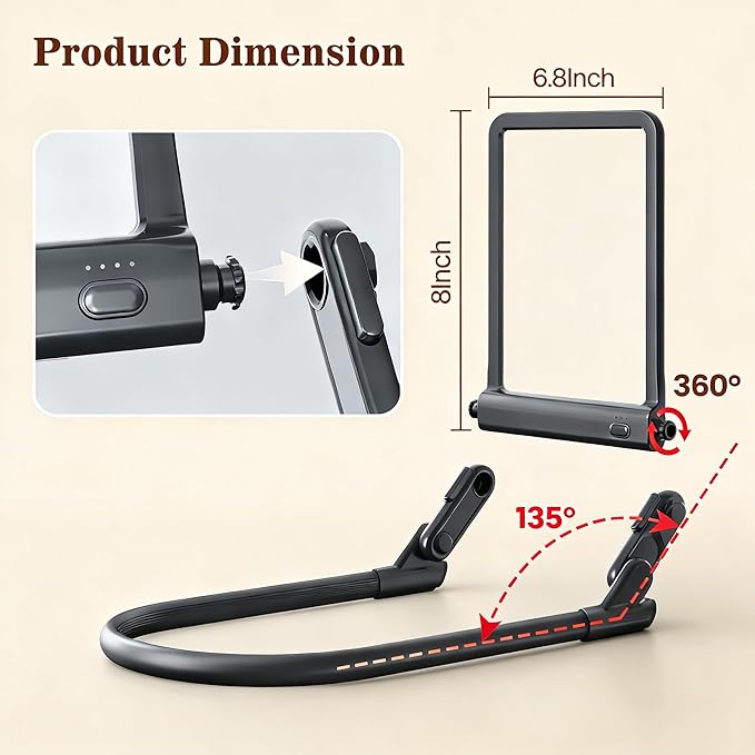 Magnifying Glass with Light for Reading Neck Light Hands Free Book Page Magnifier with LED Lights Dimmable 3 Color,Flexible Gooseneck Magnifying Glasses for Close Work Seniors Low Vision Elderly
