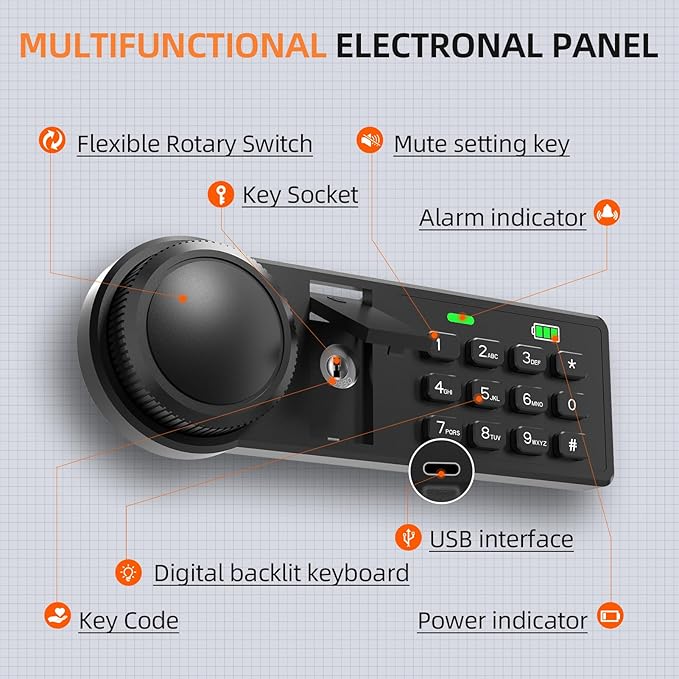 XDeer 122-Keys Key Lock Box Wall Mount with Advanced Anti-Theft Deposit Key Slot & LED Light, Key Cabinet with Combo and Key Lock, Key Safe for Hotels & Office & Companies & Car Dealerships