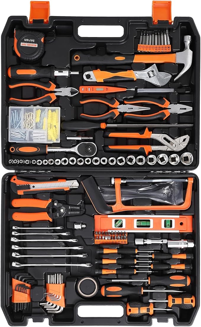 236 Piece Tool Set, Socket Wrench General Home/Auto Repair Tool Kit, Combination Package Mixed Tool Set Hand Tool Kit with Plastic Toolbox Storage Case