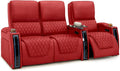 Seatcraft Apex Zero-Gravity CoolZero Italian Leather Home Theater Seating, Powered Headrest, Powered Lumbar, Powered Recline, Row of 3 Left Loveseat, Red