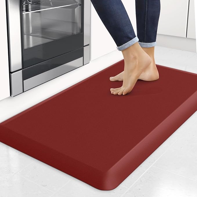 4/5 Inch Thick Kitchen Mats for Floor, StepRite Kitchen Rug for Standing Desk, Non-Slip, Thicker, Stain & Water Resistant, Comfort Anti Fatigue Floor Mat for Home, Kitchen, Office - Red,32 * 20''