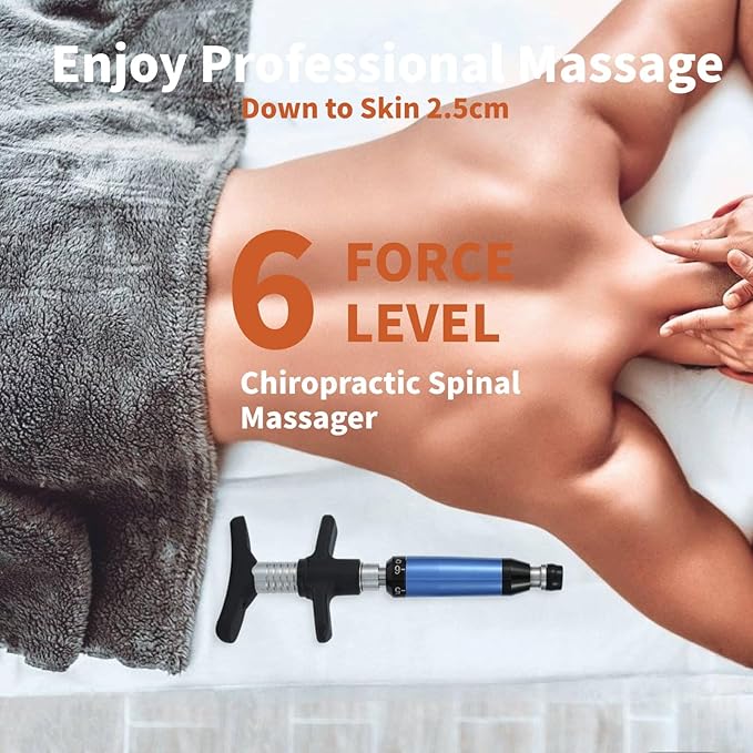 Chiropractic Adjusting Tool, 6 Levels 50-300N Adjustments Manual Activator Chiropractic Tool, Professional Massage Equipment, Impulse Spine Massager for Relief Neck Back Pain (Four Head)