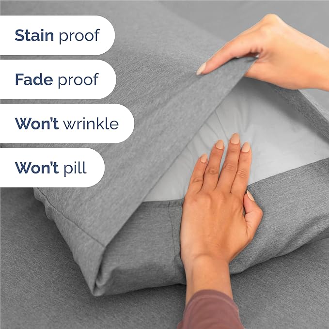 Full 6 Piece Sheet Set - Cooling & Breathable Bed Sheets - Hotel Luxury Bed Sheets for Women, Men, Kids & Teens - Bedding w/Deep Pockets & Easy Fit - Soft & Wrinkle Free - Full Heathered Grey Sheets