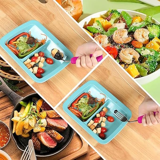 Adaptive Utensils,Weighted Angled Silverware,Parkinsons Aids,Curved Non-Slip Easy Grip Spoon and Fork Set for Tremors,Disabled,Handicap,Elderly,Arthritis (Left Hand,Pack of 2,Rose Pink)