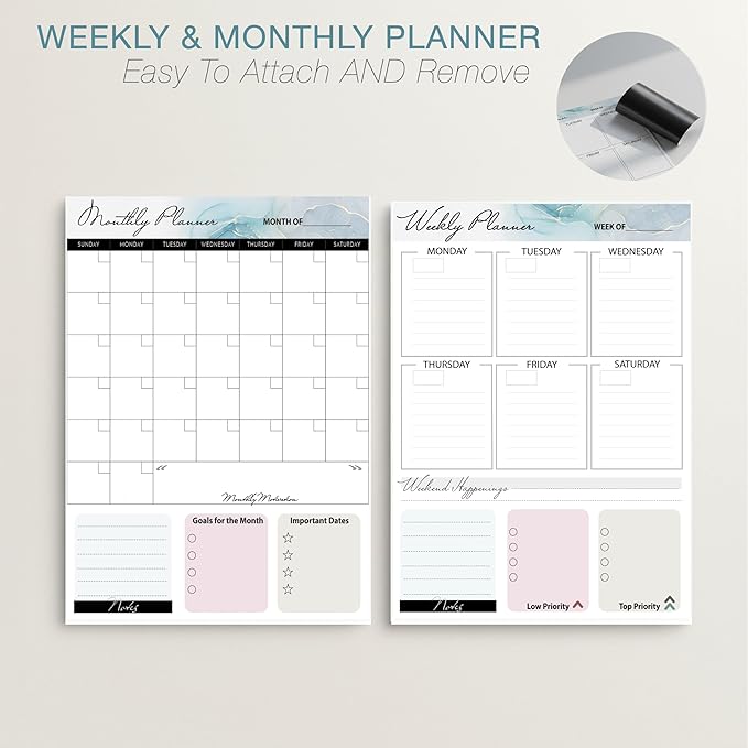 Small Whiteboard 12 x 16 Inch Magnetic Dry Erase Board with Stand & Wall Mount | Gold Aluminum Frame | Planner Board with Weekly & Monthly Sheets | 3 Markers, Eraser & 2 Magnets