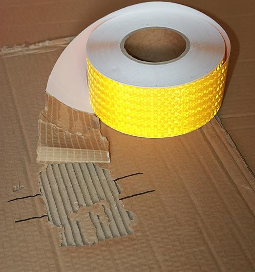 Yellow Reflective Tape Outdoor Waterproof 3 inch, High Visibility Hazard Conspicuity Safety Industrial Marking Tape (166 feet)