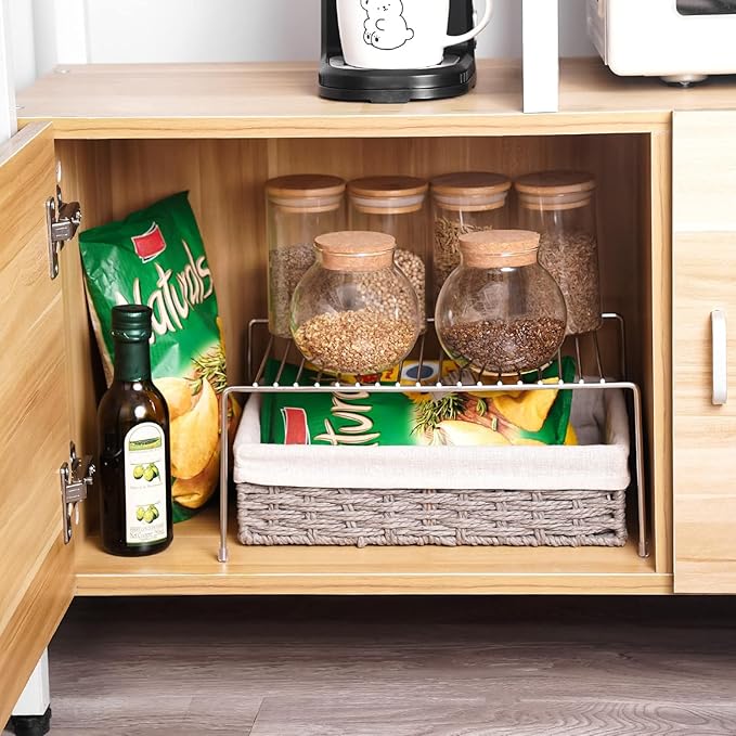 Tomorotec Space-Saving Stainless Steel Storage Rack, 12.8-22.8 in, Silver, Easy to Install, Versatile Design
