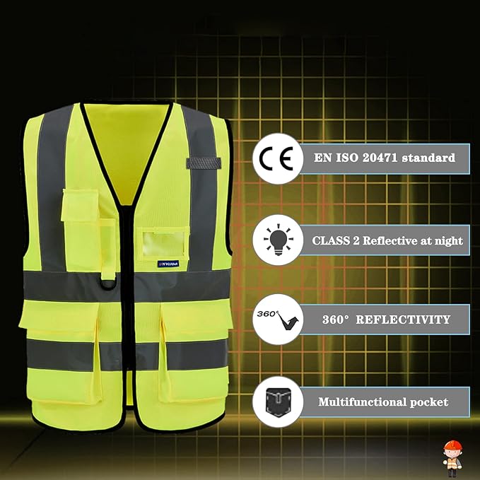 A-SAFETY 4XL-5XL Safety Vest big and tall Hi vis vest Yellow