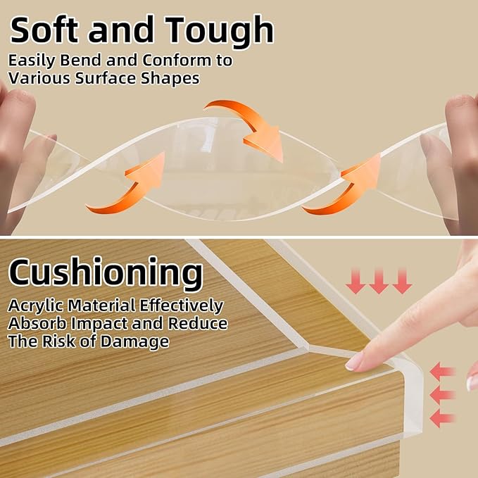 2Pack Clear Edge Protector,Safe Corner Protector, Anti-Sharp Edge Protector, for Furniture, Drawers, Tables, Cabinets 2inX3.3FT