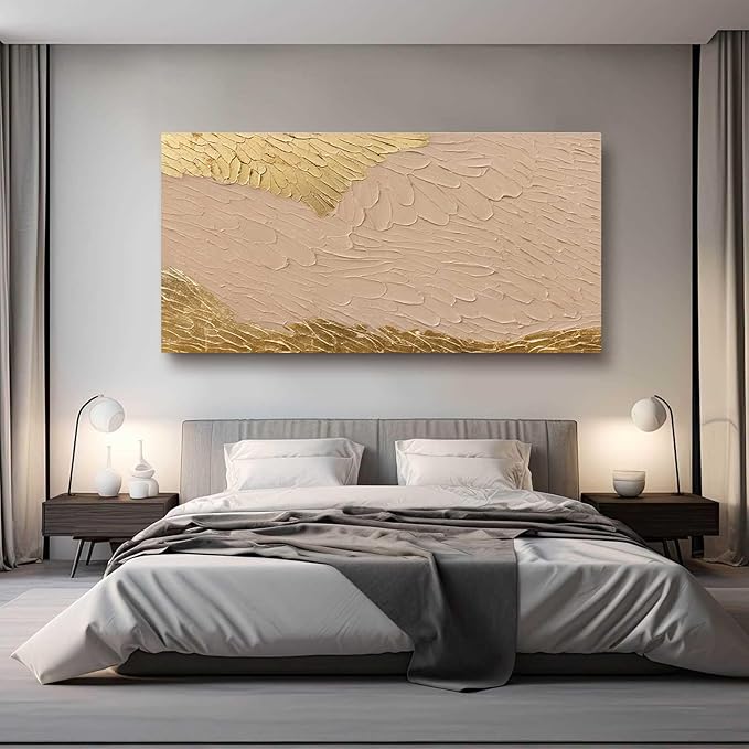 SOUGUAN Abstract Large Canvas Wall Art Contemporary Wall Decorations Gold Artwork 29"x58" Decorative Painting for Living Room Office