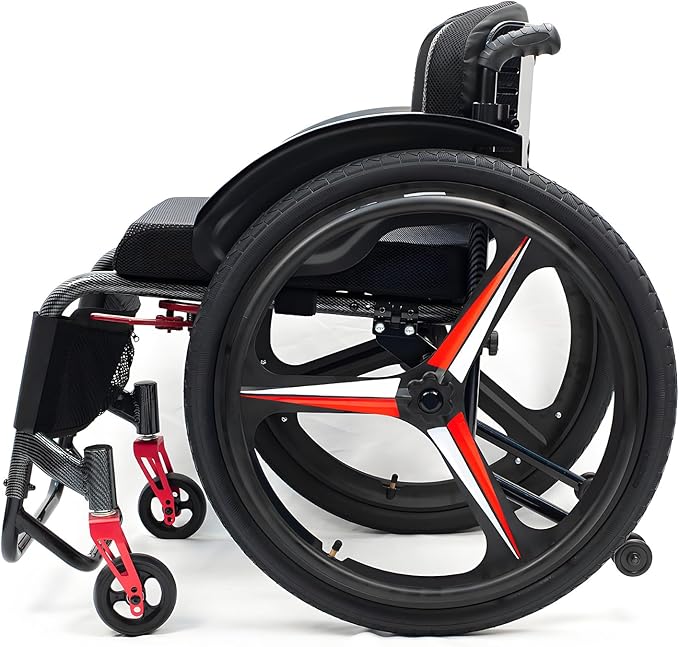 Aluminum Alloy Sports Wheelchair, Transport Wheelchair Lightweight Foldable, 220lbs Weight Capacity, Removable Tires, Manual Wheelchairs for Adults, Indoor and Outdoor Mobility Aid