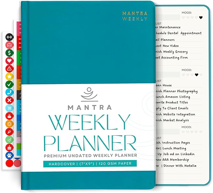 2026 Planner, Daily Journal & Gratitude Journal All-In-One with To Do List, Self Care Prompts & Habit Tracker - 7 x 10 - Teal
