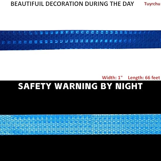 Industrial Reflective Tape Blue Outdoor Waterproof 1 inch, High Visibility Hazard Conspicuity Safety Marking Tape (66 feet)
