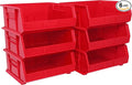 Akro-Mils 30250 AkroBins Plastic Storage Bins, Space-Saving Stackable Bins for Garage, Pantry, Craft Organization, 15-Inch x 16-Inch x 7-Inch, Red, 6-Pack