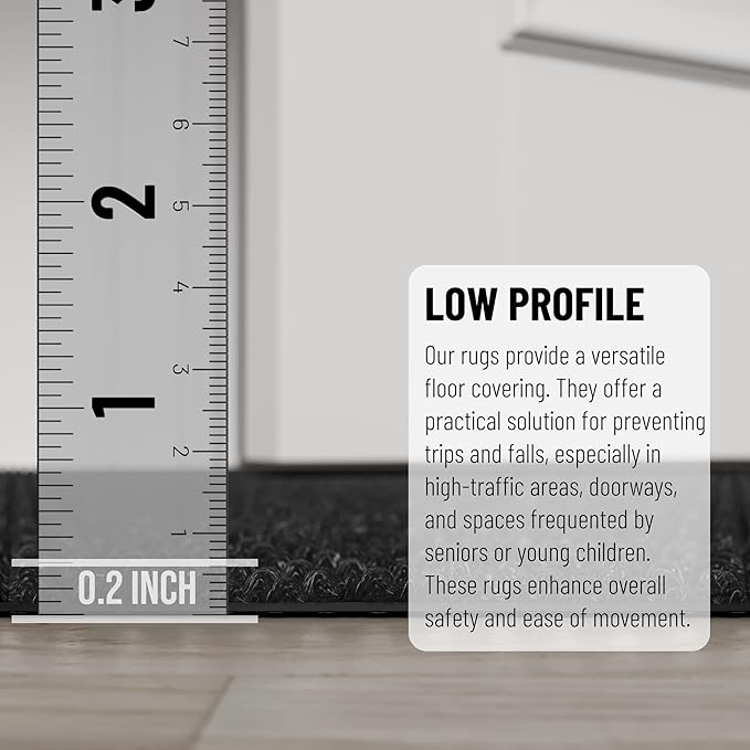 Ottomanson Commercial Scrape Rib Entry Mat – Heavy Duty Ribbed Floor Mat for High Traffic – Non Slip Rubber Back, Waterproof – Indoor Outdoor Use for Offices, Schools, Lobbies, 2'7" x 19', Black