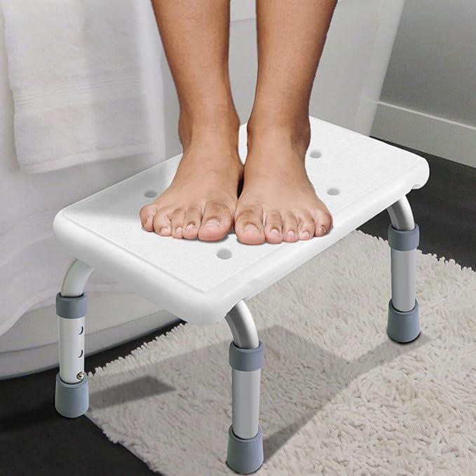 Aliseniors Step Stool with Non-Skid Platform, No Assembly Rubber Fee Adjustable Foot Stool, Medical Step Stools for Kitchen, Toilet and Bedside, Holds up to 330 lbs