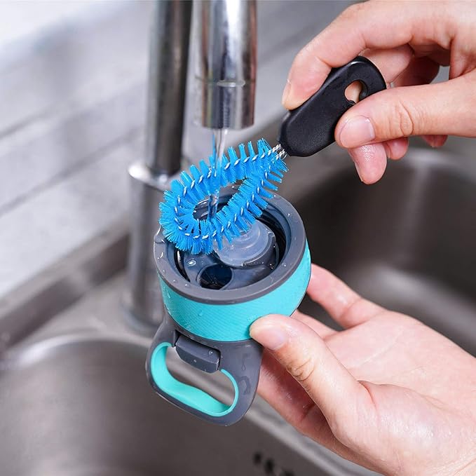 3-in-1 Stainless Steel Bottle Brush and Straw Cleaning Set, Long Handle Scrub Brush with Replaceable Head for Water Bottles, Glasswares, Mugs, Flasks, Tumblers, Vases, Round Head