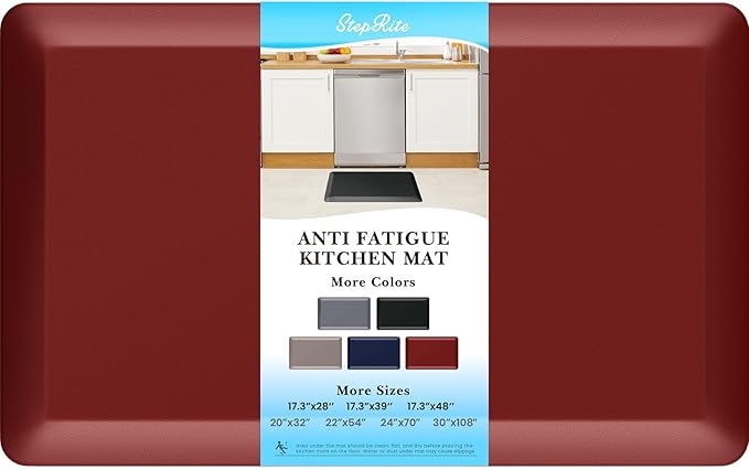 4/5 Inch Thick Kitchen Mats for Floor, StepRite Kitchen Rug for Standing Desk, Non-Slip, Thicker, Stain & Water Resistant, Comfort Anti Fatigue Floor Mat for Home, Kitchen, Office - Red,32 * 20''