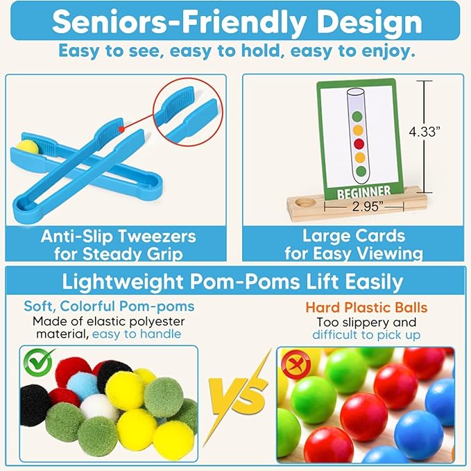 Color Sorting Dementia Activities for Seniors, Easy Brain Games for Dementia Patients, Alzheimers Products for Elderly, Memory Matching Games for Adults W/Life Interview Kit, Seniors Gifts