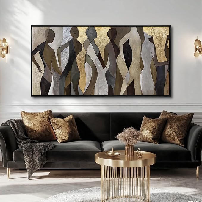 Artexist Figure Wood Wall Decor Neutral Wall Art Modern Poster Printing 24"x48" Picture for Bedroom Hanging Art for Dining Room Area