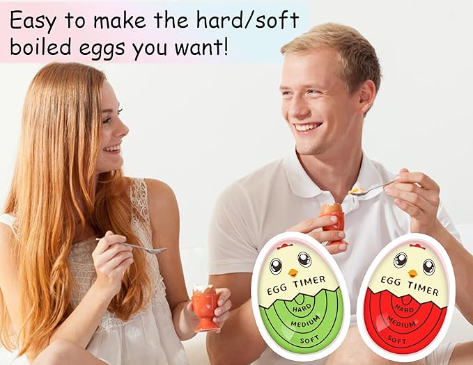 Lasubst Egg Timer That Goes in Water for Soft Medium Hard Boiled Eggs, 1 Red 1 Green