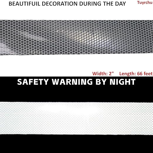 Industrial Reflective Tape Silver 2 inch Wide, Outdoor Waterproof Hazard Conspicuity Warning Marking Tape (66 feet)