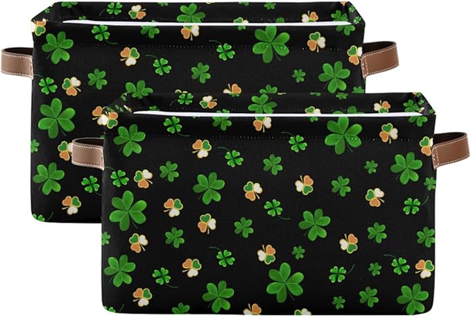 Storage Basket St Patrick's Day Cube Storage Bins Organizer Bag Collapsible Closet Shelf Baskets with handle for Cloth Book 14.2×10.2×8.3 IN