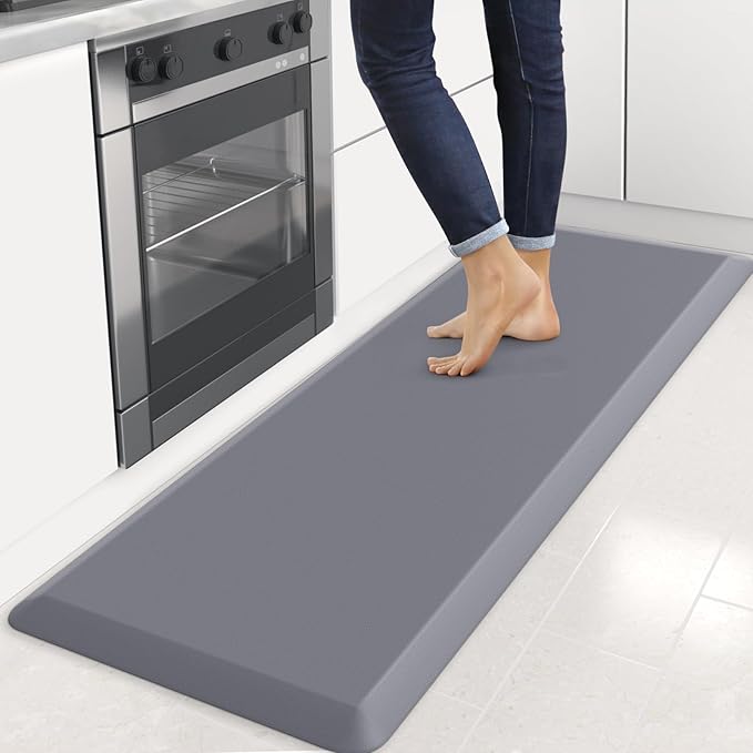 4/5 Inch Thick Kitchen Mats for Floor, StepRite Kitchen Rug for Standing Desk, Non-Slip, Thicker, Stain & Water Resistant, Comfort Anti Fatigue Floor Mat for Home, Kitchen, Office - Grey,70 * 24''
