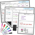 Cinch! Magnetic Calendar Bundle of 3 - Monthly, Weekly, Daily Planning Dry Erase Boards for Fridge - Magnetic Fridge Calendar Whiteboard Set with 6 Fine Tip Markers, Large Eraser, and Magnets