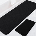 BOANKODU Bathroom RugsSets 2 Piece，59X24+16X24Inch，Absorbent Non-Slip Very Soft Chenille Mat,Machine Washable （Black）