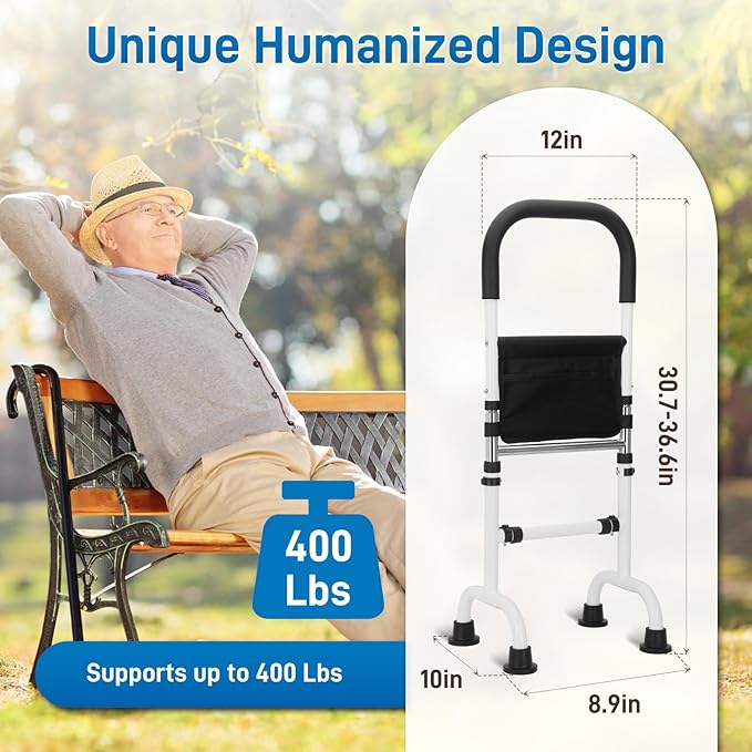 Stand Assist Aid for Elderly with Extra Non-Slip Threaded Base, Adjustable Stand Assist, Hip Knee Surgery Recovery Aid Walking Cane, Standing Aid for Couch, Bedside, Toilet, and More