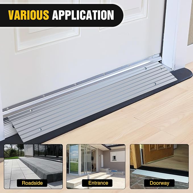 Nilight Door Threshold Ramp, 1" Rise Portable Aluminum Wheelchair Door Transition Entry Ramps for Doorways Home Steps