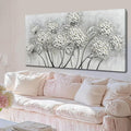 SOUGUAN Plant Wall Paintings White Floral Canvas Wall Art for Living Room Hand Painted Artwork Poster Botanical Picture Wall Decor for Home Office Decor 24x48 Inch