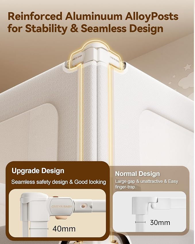 Baby Bed Rail Guard for Toddlers, Reinforced 54in Toddler Bed Rails for Full Bed with Height Adjustable, Extral Tall Child Safety Side Railing Guards/Bedrail for Kids, White/Grey, 1 Side 54" Lx28 H