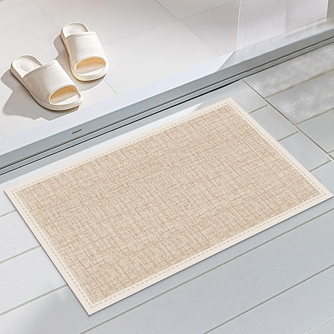 Ultra Thin Door Mat Indoor Entrance, 1/10 in Thin Door Mats for Inside Entry, Non-Slip Rubber Backing Washable Doormat, Fade Resistant, Absorbent, Low Profile Dirt Trapper, 35"X24"