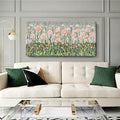 amatop Botanical Wildflower Wall Art, Large Rustic-Inspired Pink and Green Forest Canvas Print – Nature Flower Picture for Living Room, Bedroom & Cabin Home Decor (48x24in)