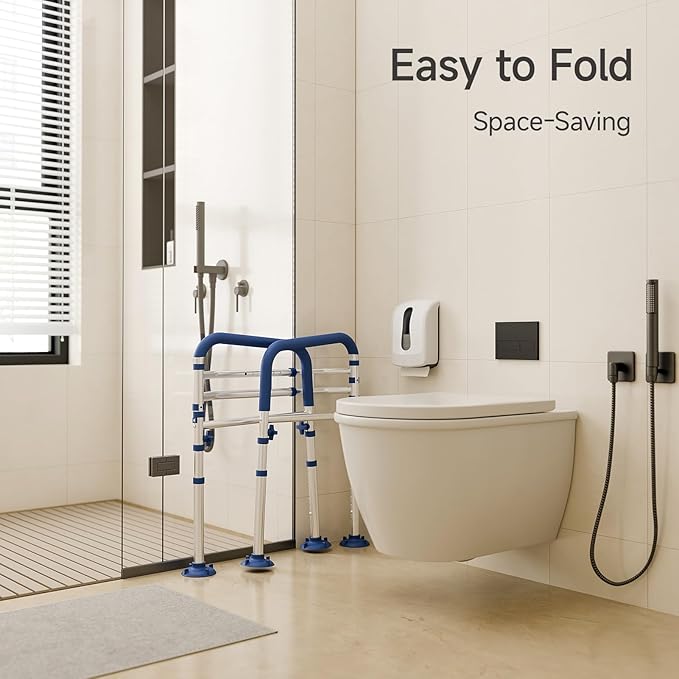 Toilet Safety Rails for Seniors,Height-Adjustable Toilet Frame Width-Adjustable Toilet Handles Toilet Rail Provides Support for Seniors ， Pregnant ，Disabled