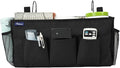 Surblue Bedside Organizer with Hook Bedside Caddy Hanging Storage Bag with Adjustable Straps and Water Bottle Holder for Home College Dorm Bunk Bed Accessories, Crib Bed Rails, Hospital Bed, Black