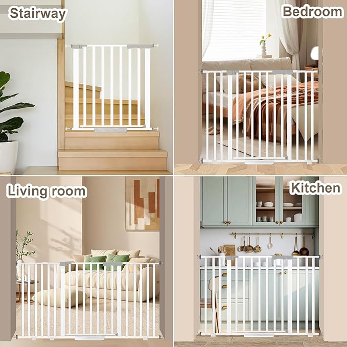 Extra Wide Baby Gate Fits 30-63 Inch Wide Opening, Toddler Pet Gate for Stairs Doorways Hallways Indoor, Walk Thru Large Long Dog Gates Pressure Mounted Black
