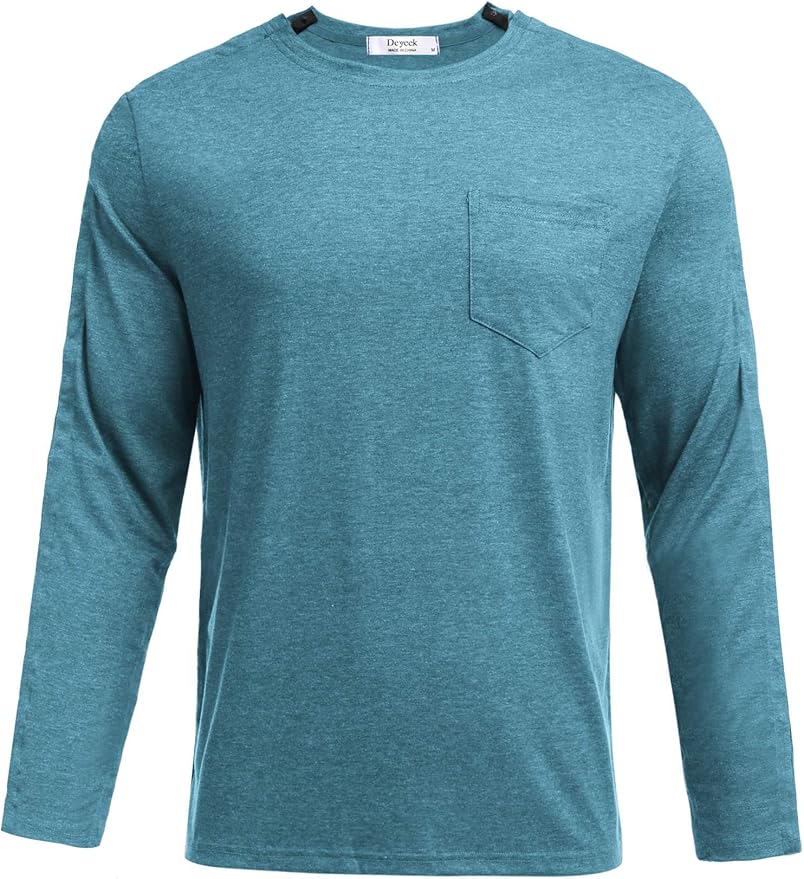 Deyeek Men's Post Shoulder Surgery Recovery Shirts Full Tear Away Long Sleeve Snap Chemo Port Access Shirt