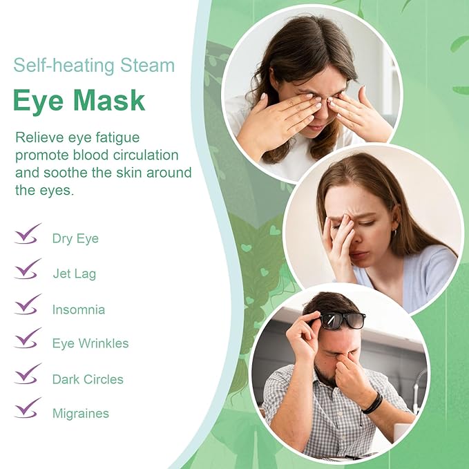 30 Packs Steam Eye Mask, Unscented Steam Eye Masks Disposable, Self-Heating Relief Heated Eye Mask for Fatigue, Perfect for Home, Sleep, Spa & Travel