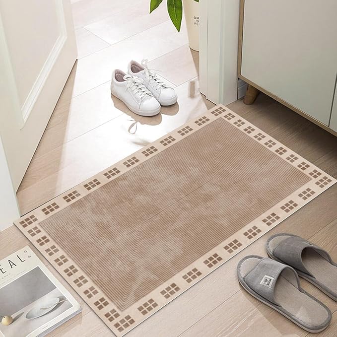 Ultra Thin Door Mat Indoor Entrance, 1/10 in Thin Door Mats for Inside Entry, Non-Slip Rubber Backing Washable Doormat, Fade Resistant, Absorbent, Low Profile Dirt Trapper, 35"X24"