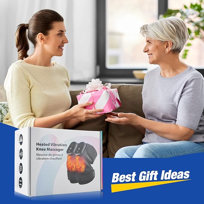 YUANBO Cordless Electric Heated Knee Massager, 3-in-1 Heated Knee Massager with Heat for Knee Elbow Shoulder Wrap with 3 Vibration & Heating Modes