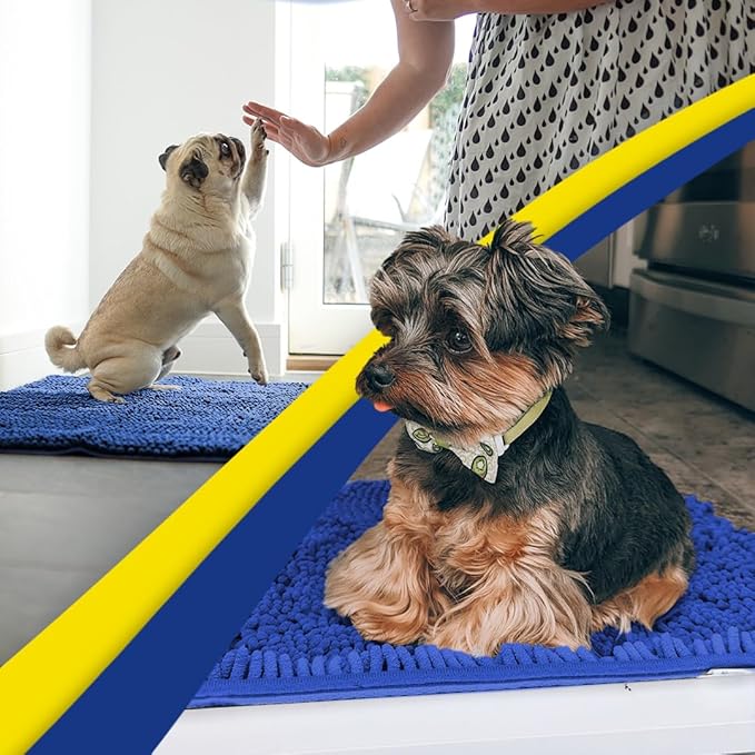 Muddy Mat® | Super Absorbent Door Mat Indoor, Microfiber Quick Dry Chenille Entryway Rug, Non-Slip Front Door Mat, Indoor Mats for Entryway, Machine Washable Pet Rug, Navy Blue XXXL 72"X48"